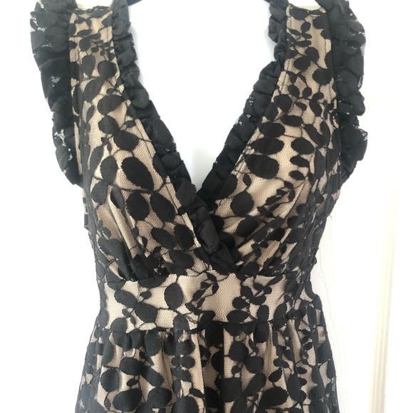 Black/ Nude Lace Floral Print Cocktail Dress - Picture 1 of 6